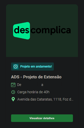 Cartão mostrando acesso a PEX